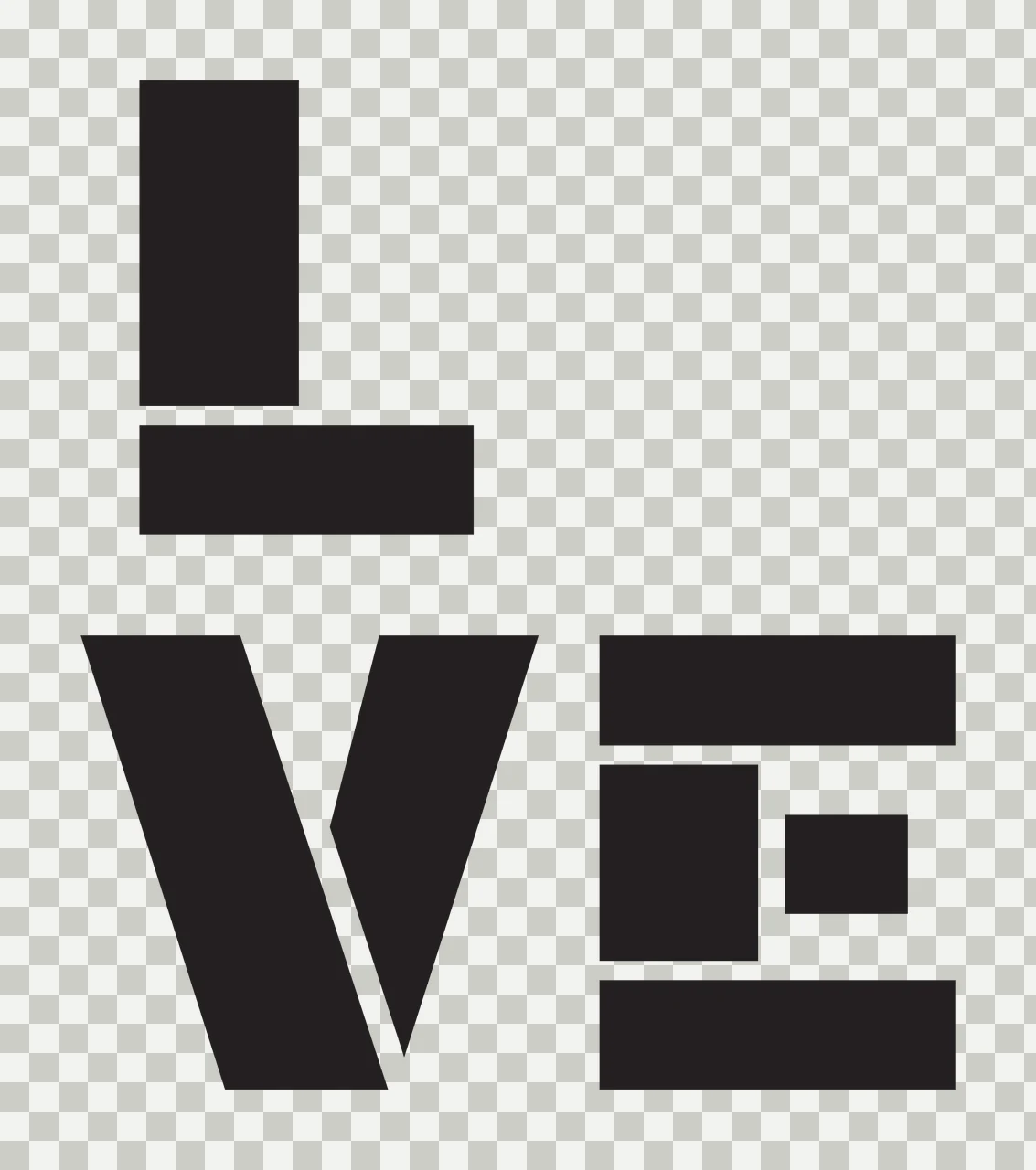 Love Typographic Block Letter Design Arranged letters font transparency and detail preview thumbnail
