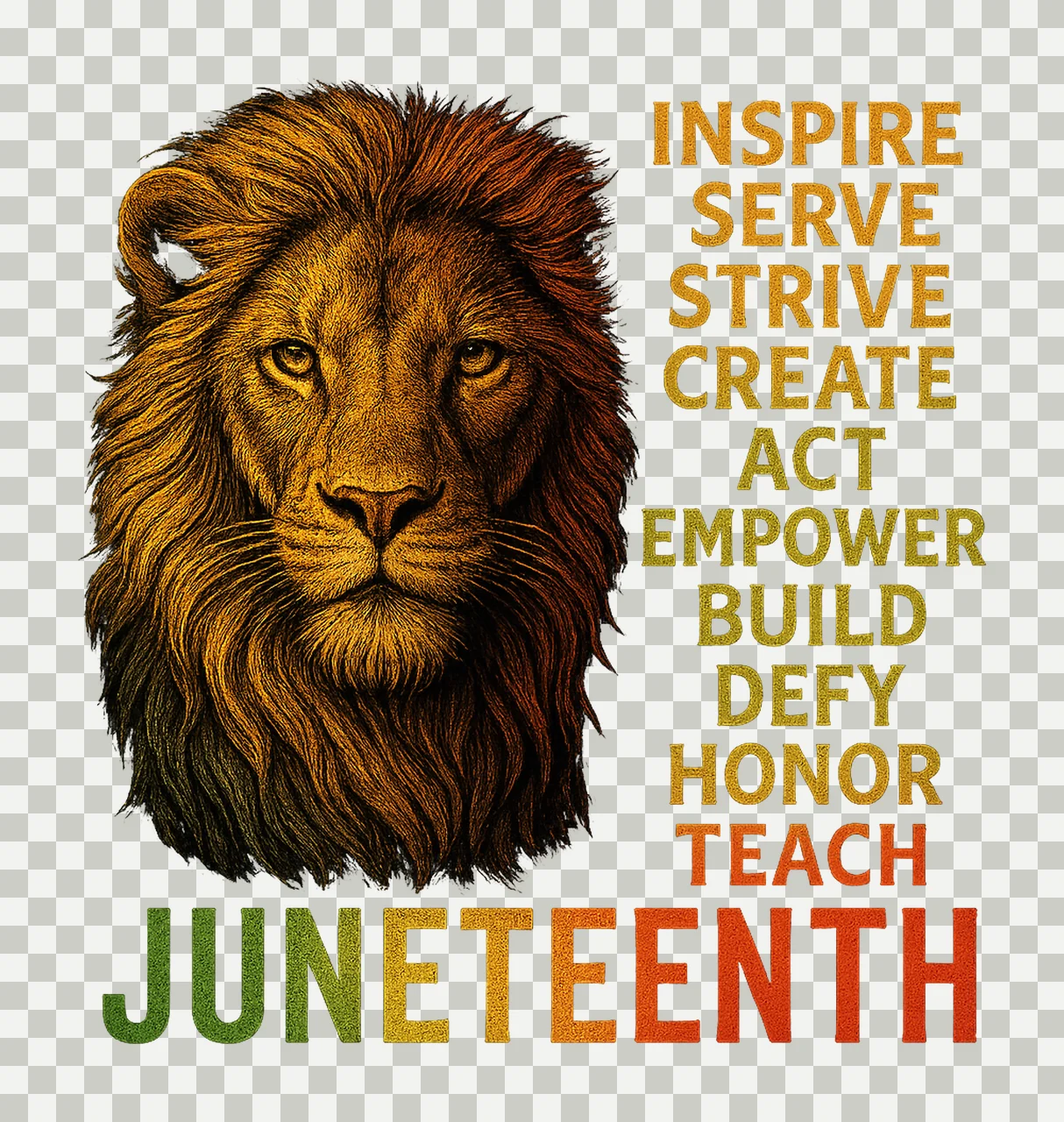 Juneteenth Tiger Power Black History Sublimation Afro Pride transparency and detail preview thumbnail