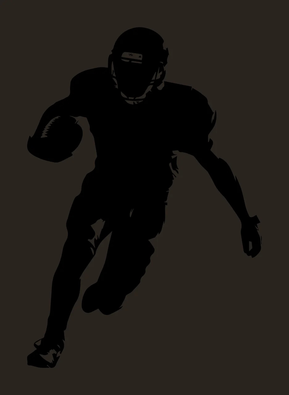 Running Athlete Silhouette Holding A Ball During Game helmet contrast preview thumbnail