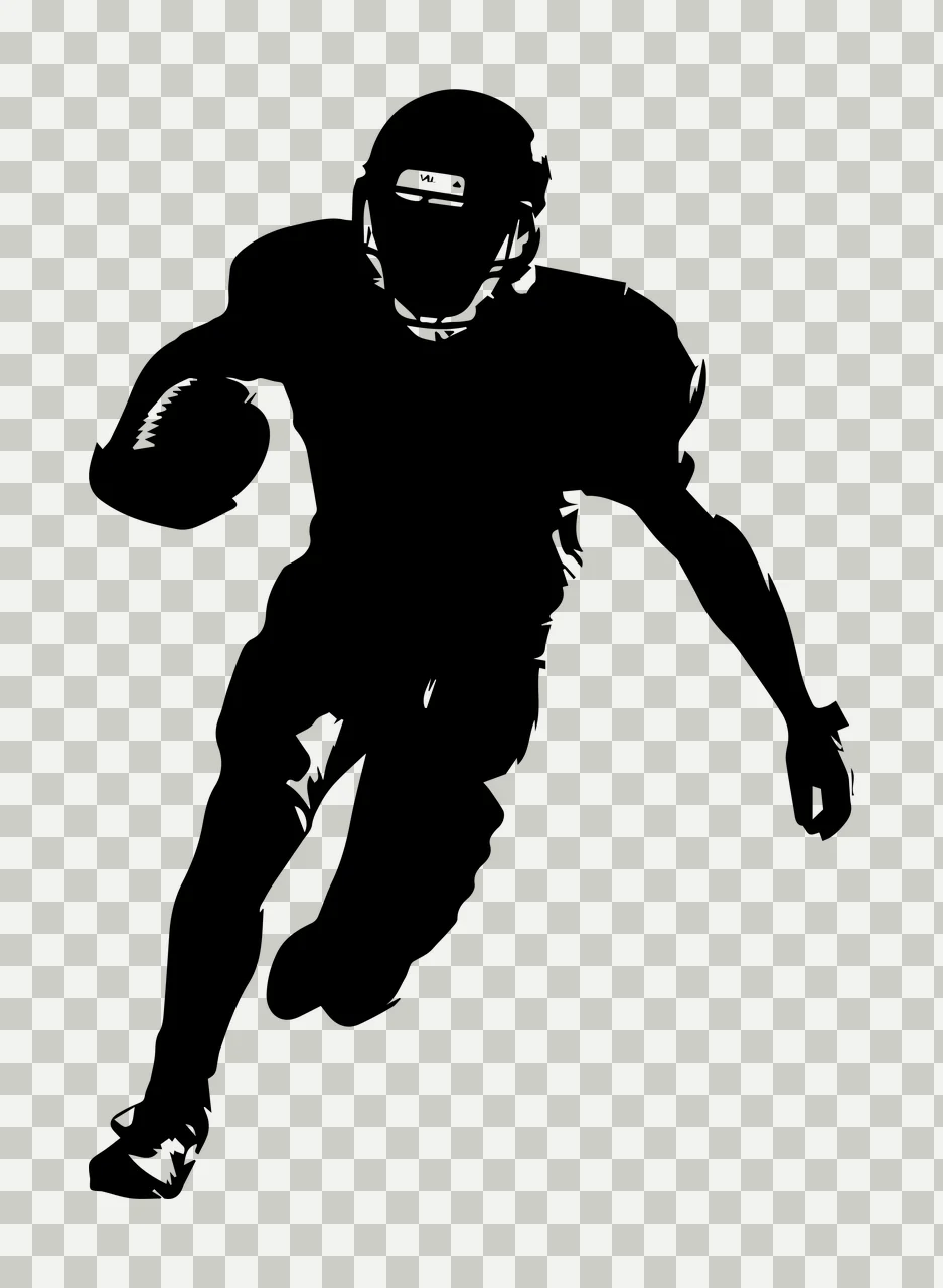 Running Athlete Silhouette Holding A Ball During Game helmet transparency and detail preview thumbnail