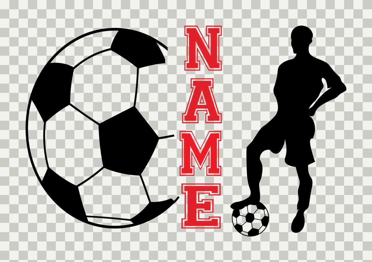 Soccer Name Text With Player standing ball person silhouette transparency and detail preview thumbnail