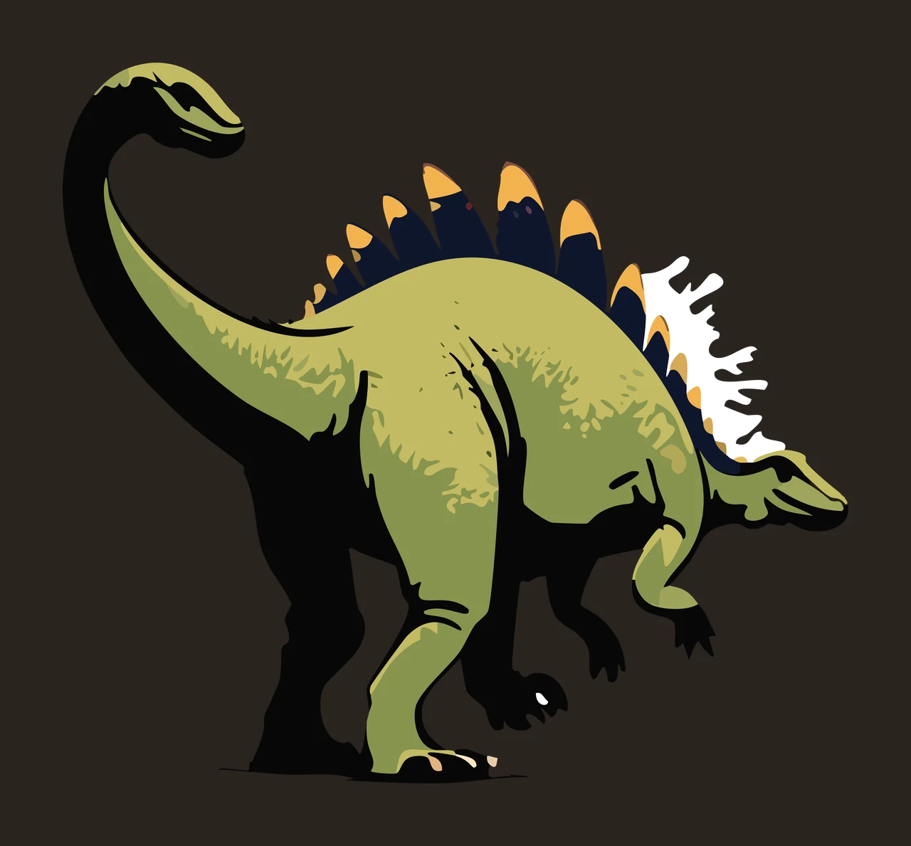 Dinosaur Stegosaurus Silhouette Side Profile standing black contrast preview thumbnail