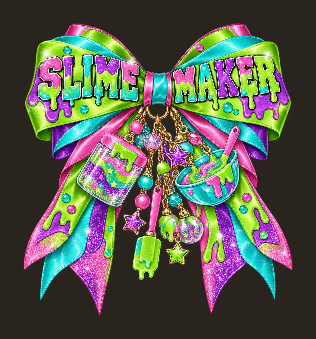 Slime Maker Bow Charm PNG, Coquette Ribbon Sublimation, Transparent Digital Download contrast preview thumbnail