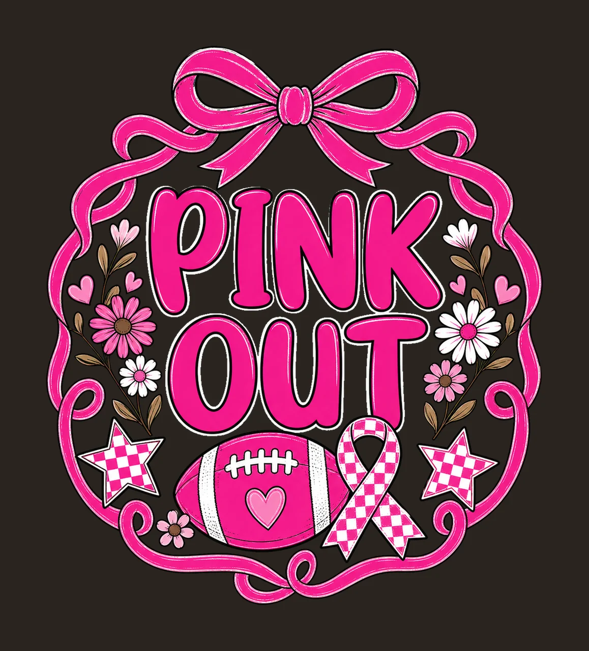 Preppy Football Pink Out Coquette Breast Cancer Variation C contrast preview thumbnail