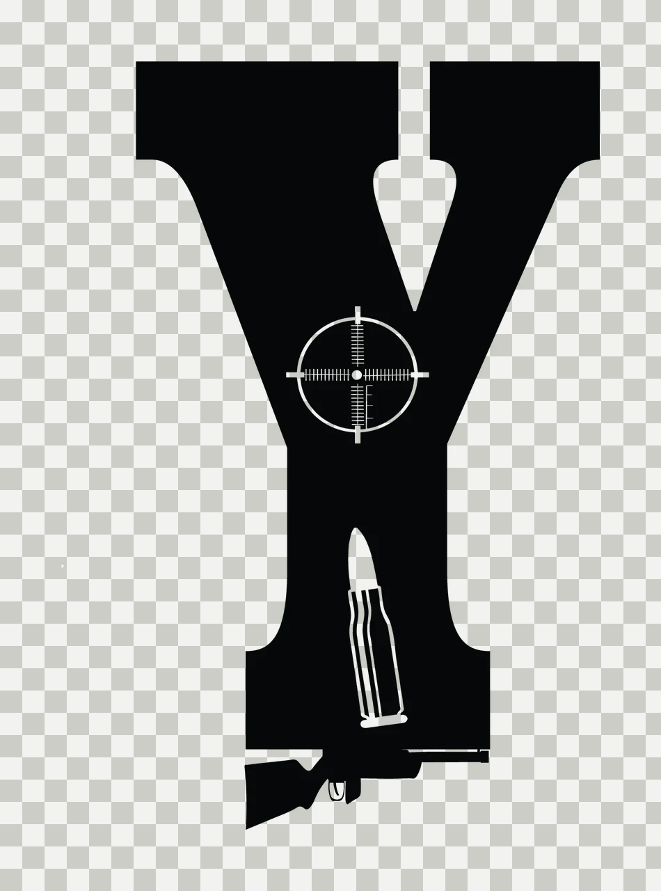 Gun Alphabet Character 16 scalable logo design icon transparency and detail preview thumbnail