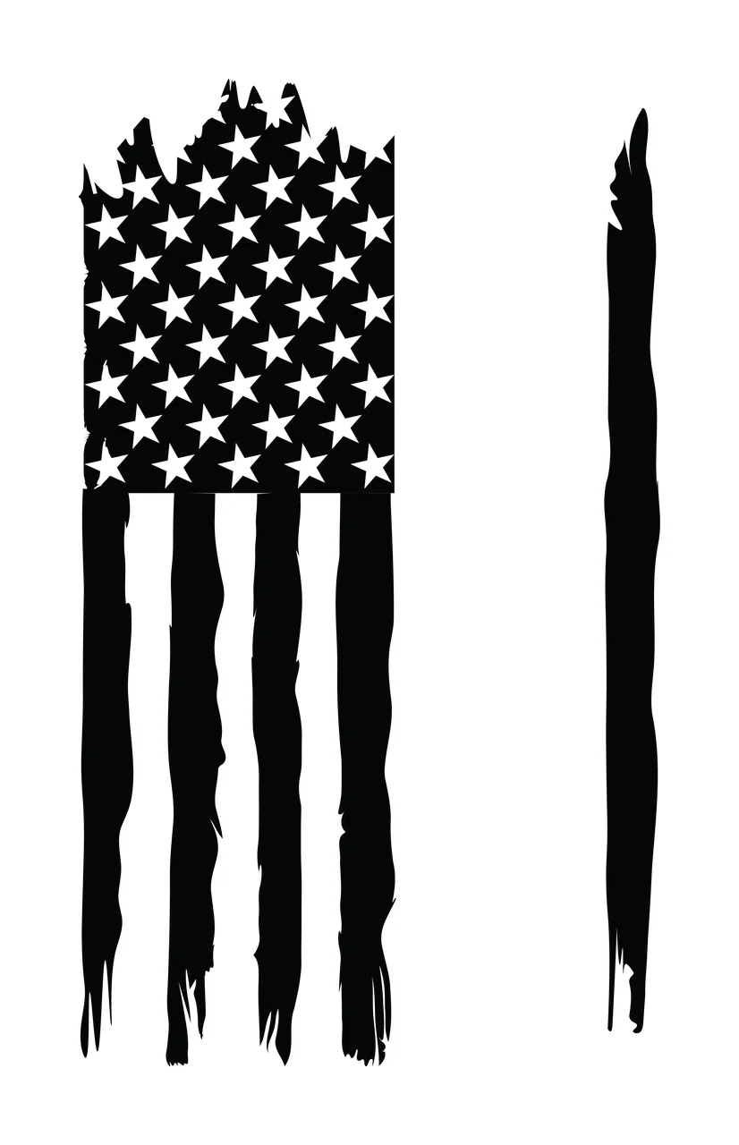 Flag Vertical Distressed Graphic With Stars And Separate stripes