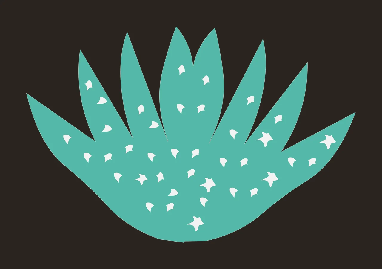 Teal cactus-like plant with white star and teardrop cutouts Illustration contrast preview thumbnail
