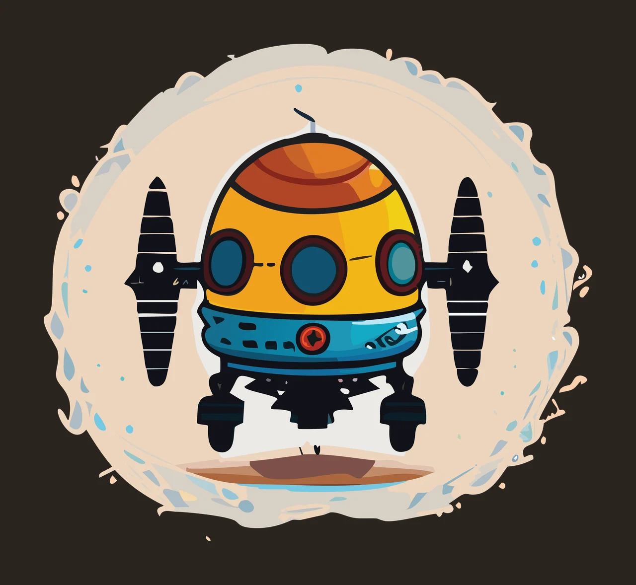 Circular Robot Head Inside Brushstroke stationary circle sketch contrast preview thumbnail