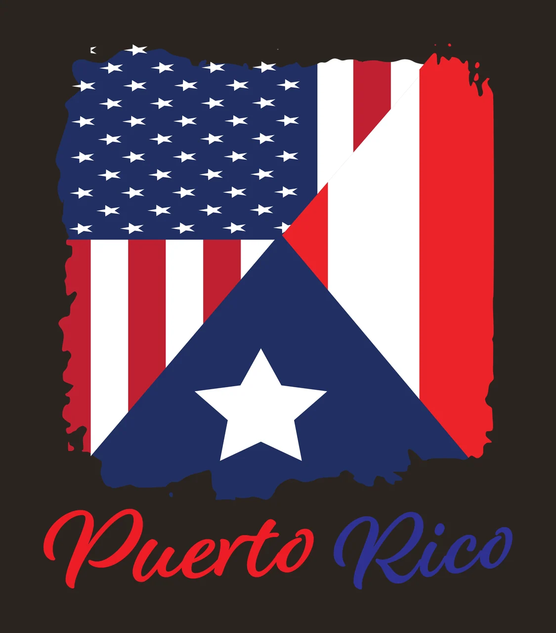 Puerto Rico Grunge Flag Design representing stars stripes triangle contrast preview thumbnail