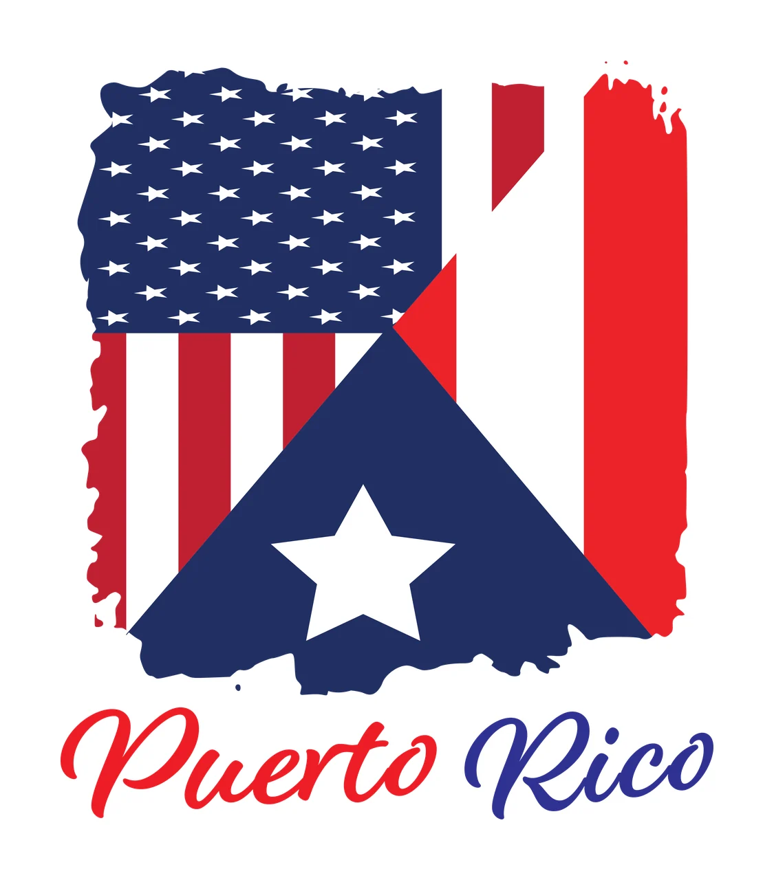 Puerto Rico Grunge Flag Design representing stars stripes triangle