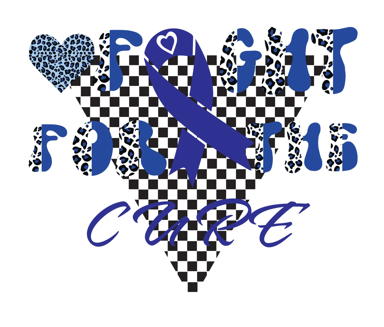 Fight For The Cure Triangular Design overlaying triangle heart