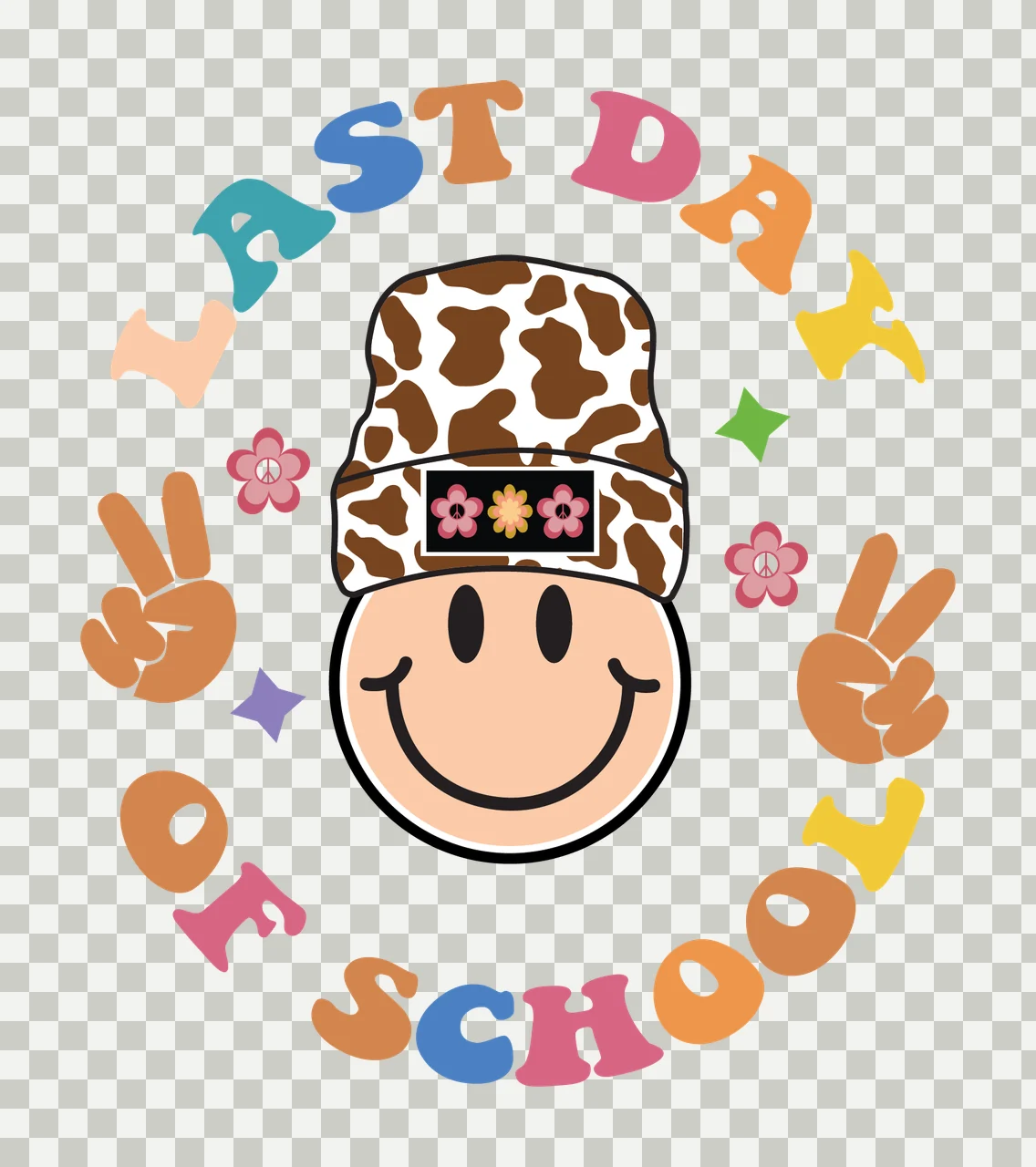 Last Day Of School Text Design typography celebrating face outline transparency and detail preview thumbnail