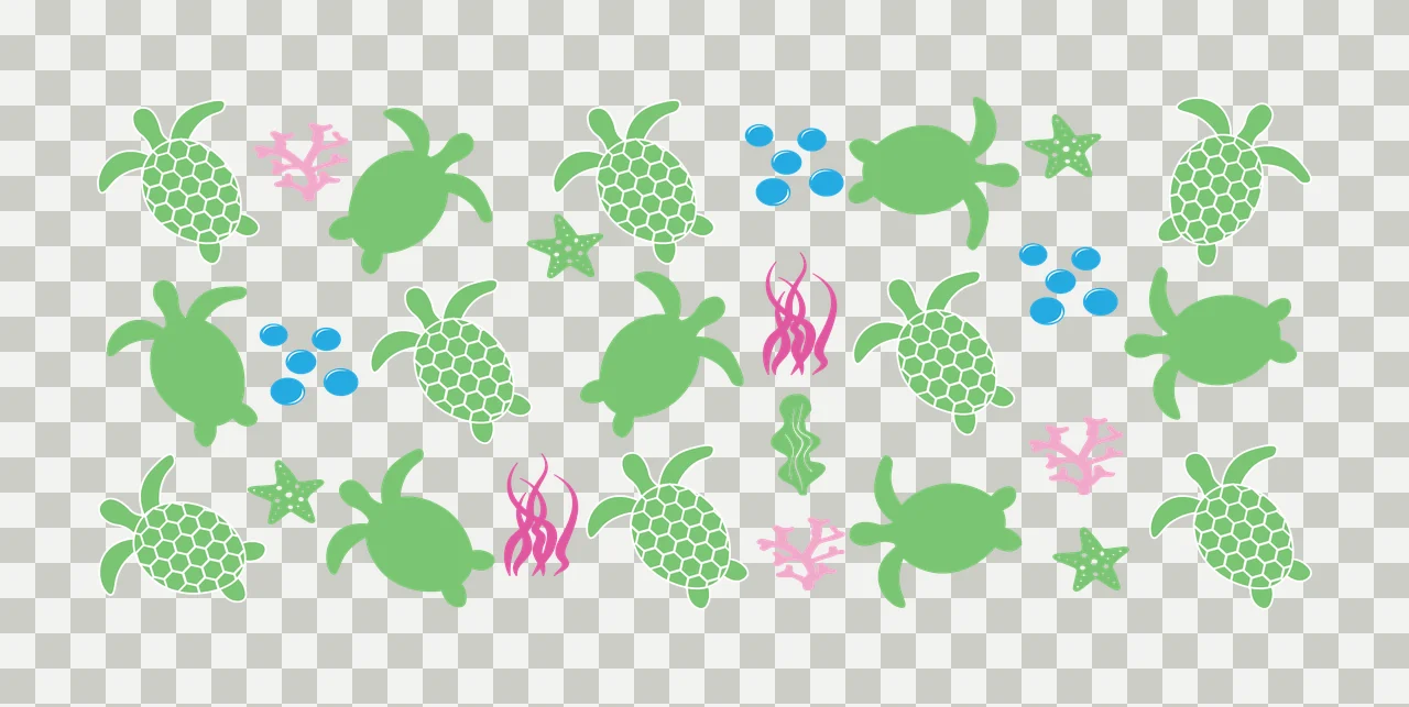 Can Glass Wrap Black Sea Turtle Pattern Collage swimming starfish transparency and detail preview thumbnail