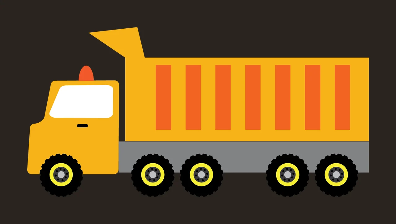 Construction Dump Truck Silhouette With Raised Bin raising contrast preview thumbnail