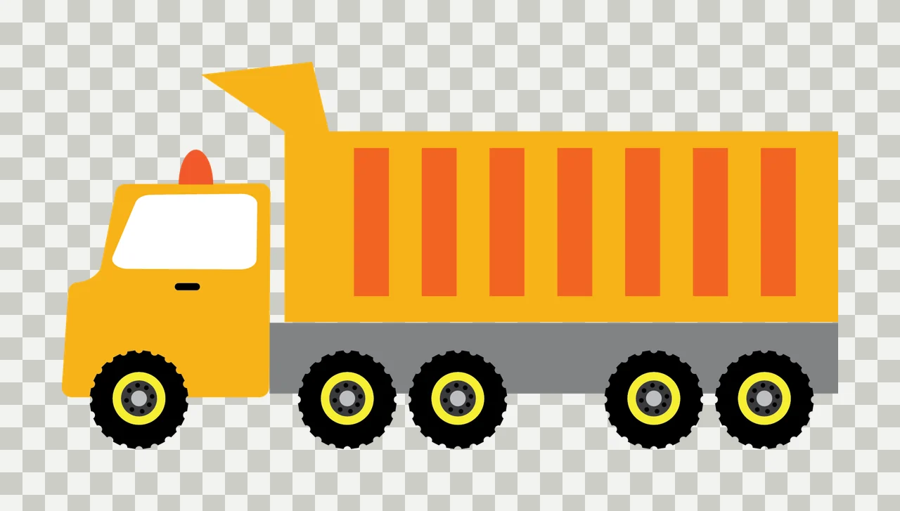 Construction Dump Truck Silhouette With Raised Bin raising transparency and detail preview thumbnail
