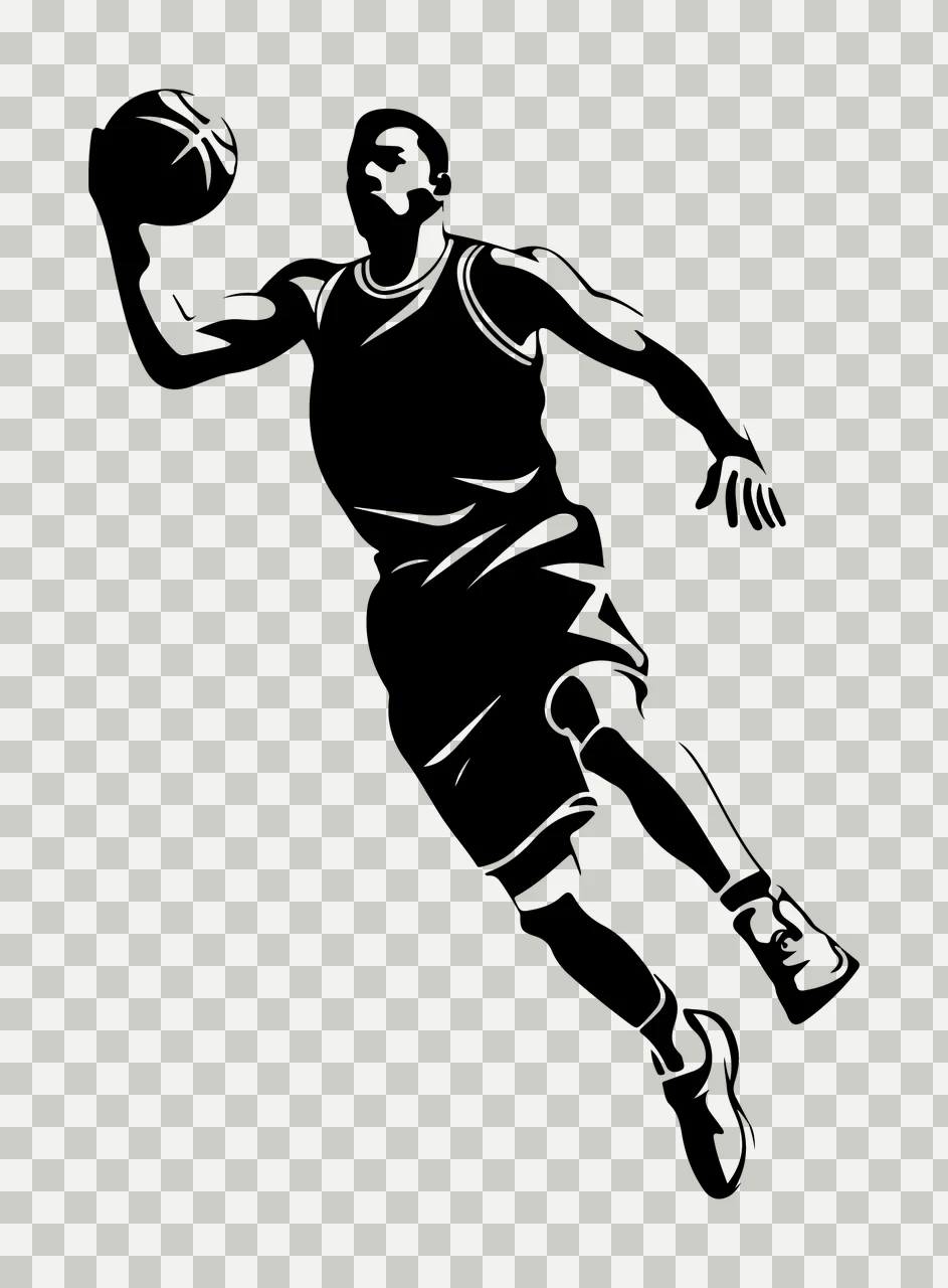 Player Basketball Jumping With Ball jersey shorts stencil black transparency and detail preview thumbnail