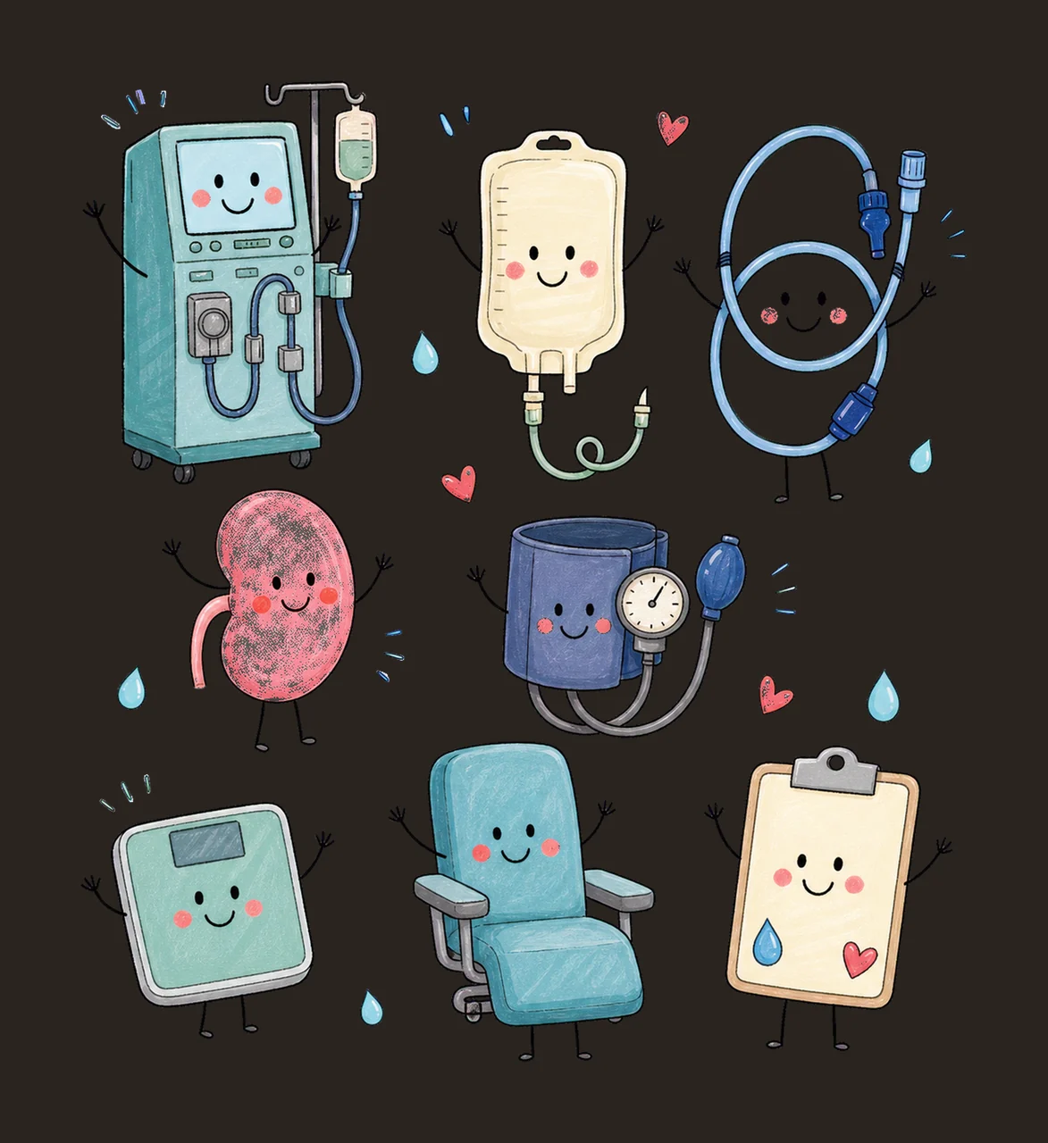 Dialysis Nurse Doodle Crew Cute Kidney Variation A contrast preview thumbnail