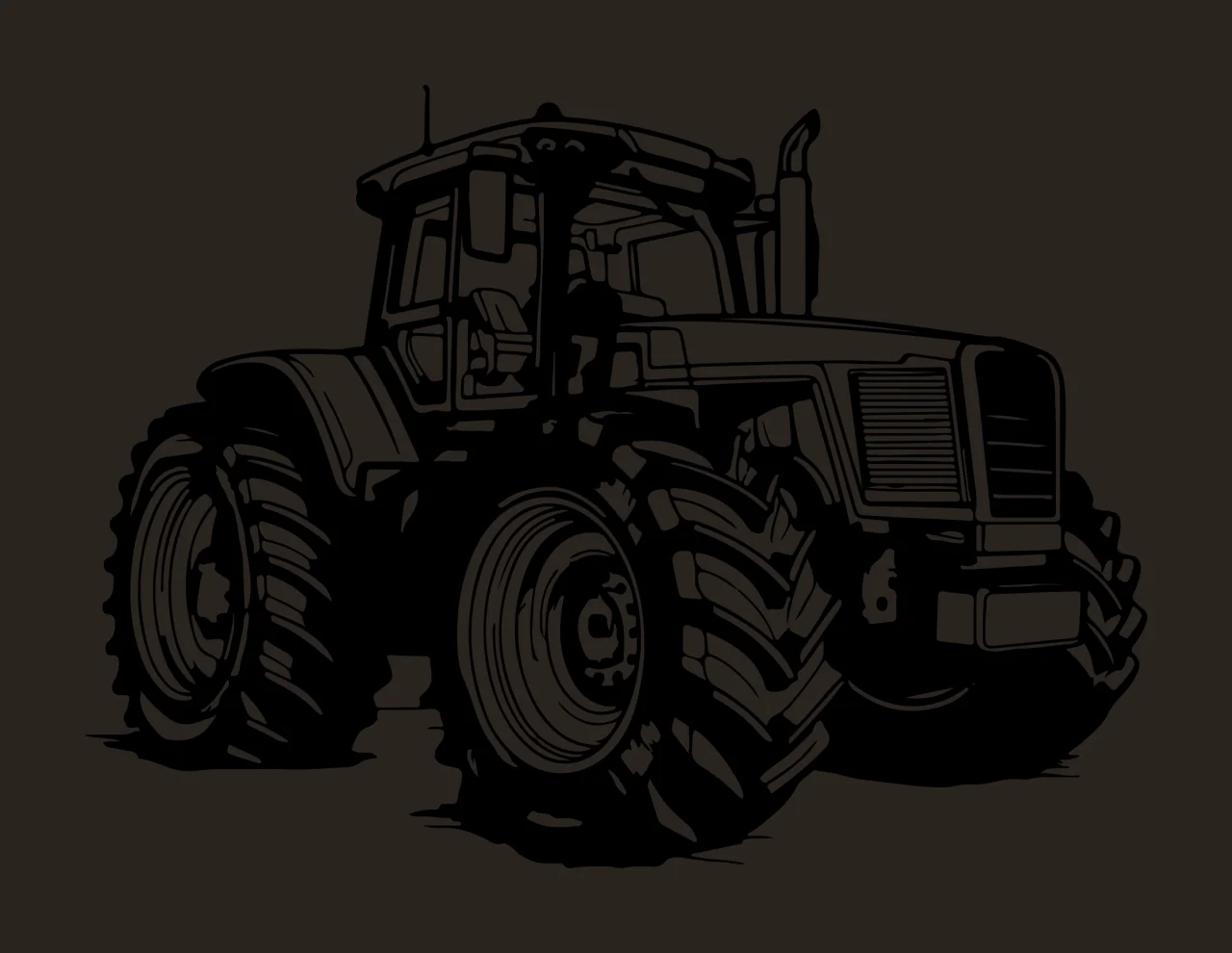 Tractor Agricultural Vehicle Silhouette wheels exhaust pipe contrast preview thumbnail
