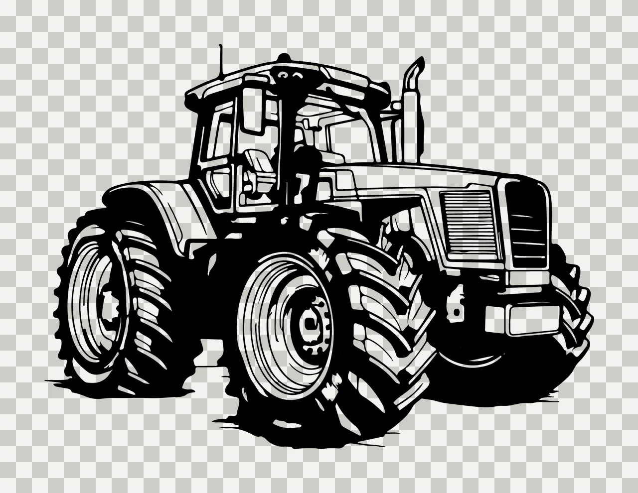 Tractor Agricultural Vehicle Silhouette wheels exhaust pipe transparency and detail preview thumbnail