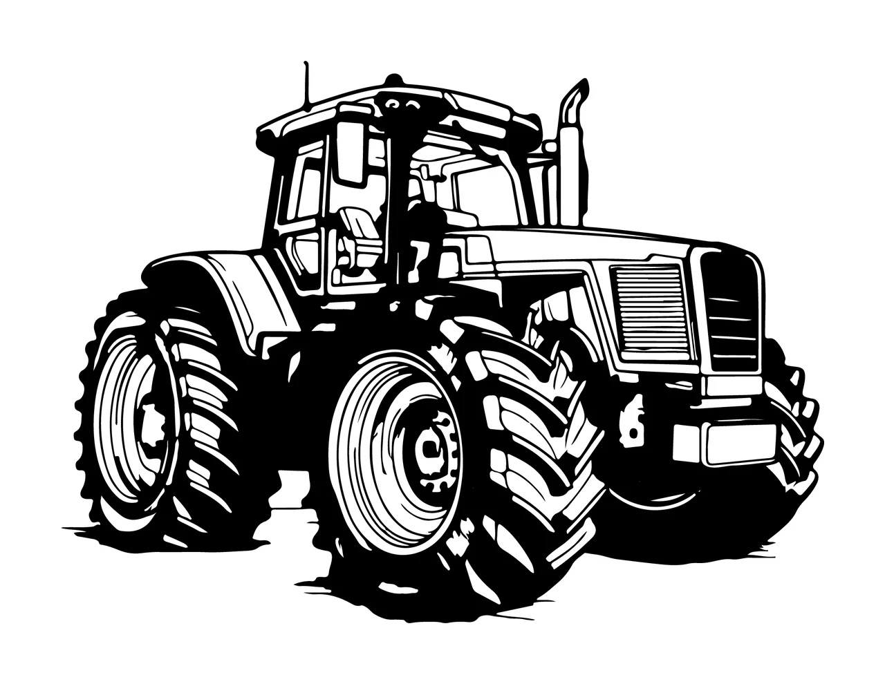 Tractor Agricultural Vehicle Silhouette wheels exhaust pipe