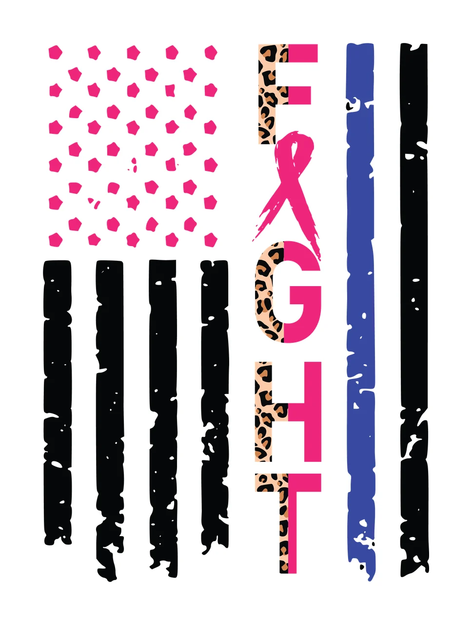 Flag Fight Typography With Vertical Distressed stars stripes