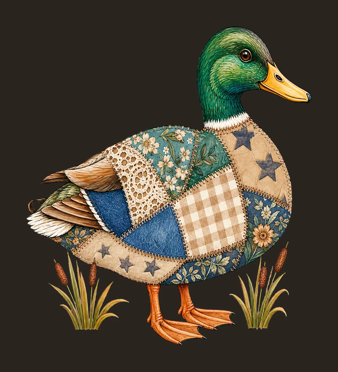 Mallard Duck Patchwork Lake Life Sublimation Variation D contrast preview thumbnail