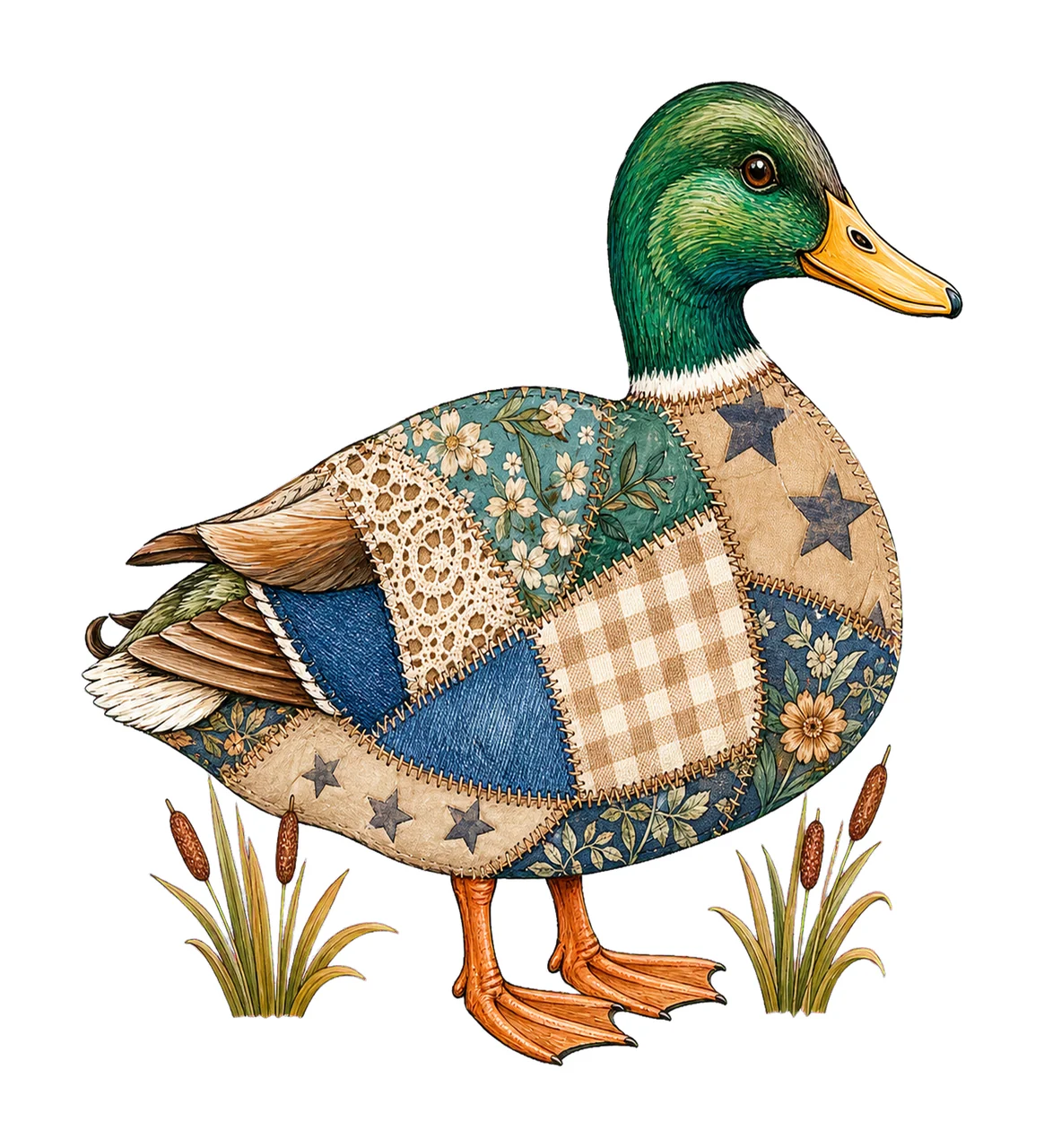 Mallard Duck Patchwork Lake Life Sublimation Variation D