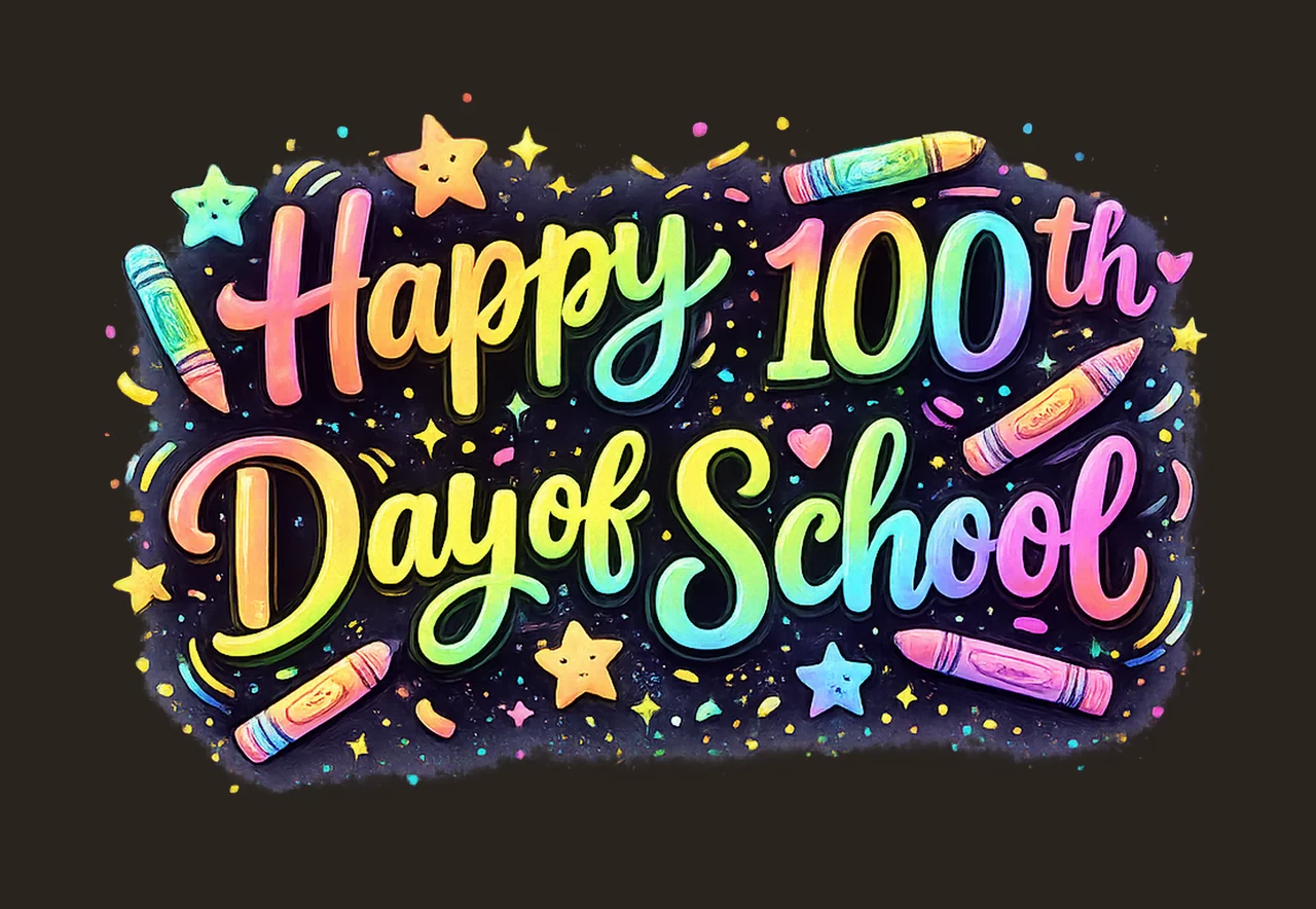 Happy 100 Days of School Teacher Student Kids Digital Design contrast preview thumbnail