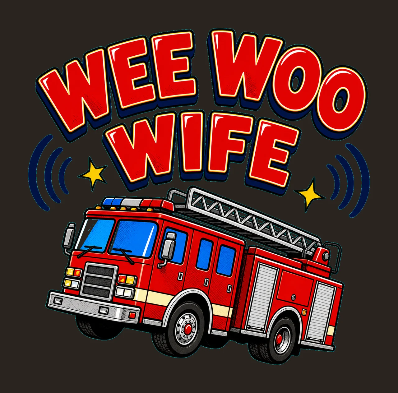 Wee Woo Wife Firefighter Wife Sublimation Design Sound Wave contrast preview thumbnail