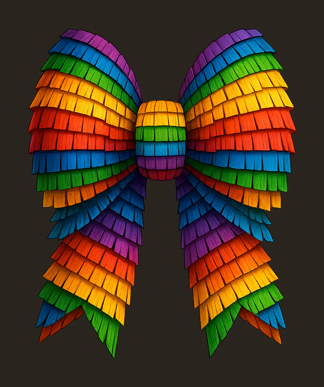 Fringed Bow With Fringe And Rainbow In Black color texture contrast preview thumbnail