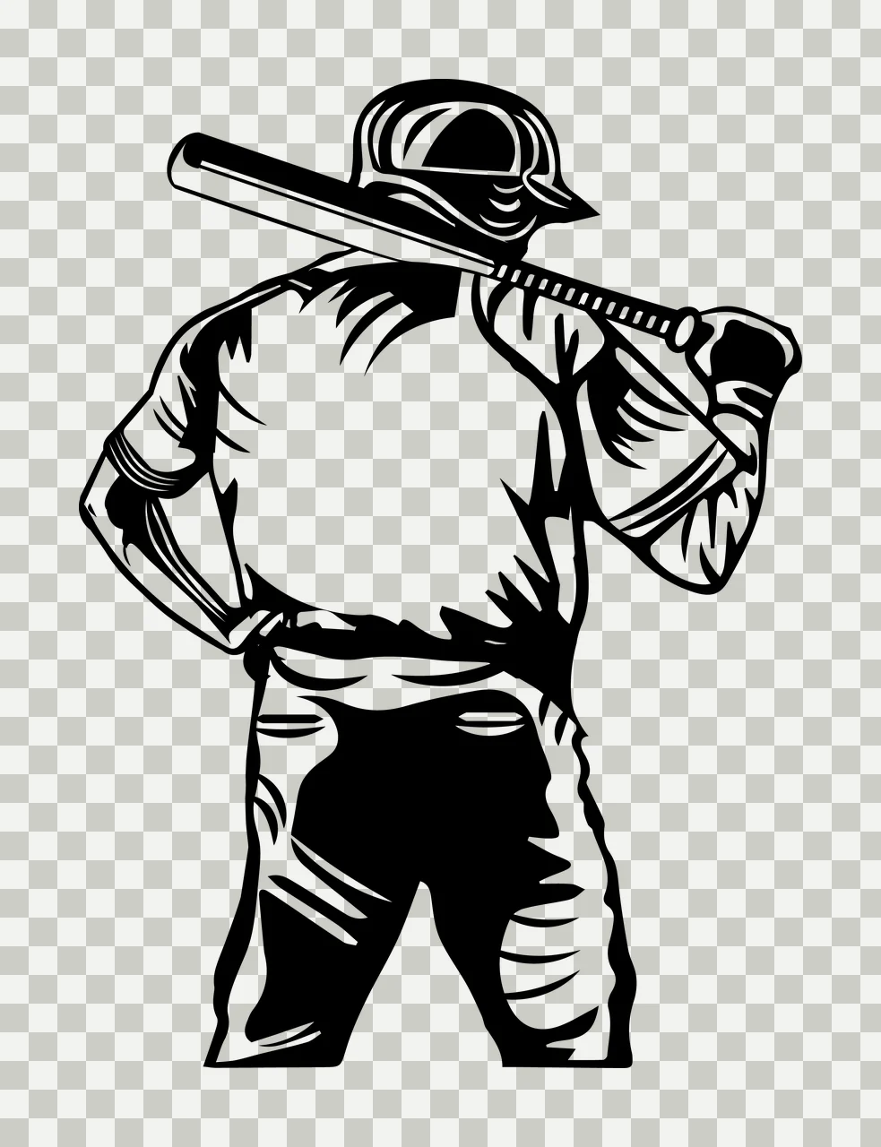 Baseball Player Silhouette Standing With A Bat uniform cap transparency and detail preview thumbnail