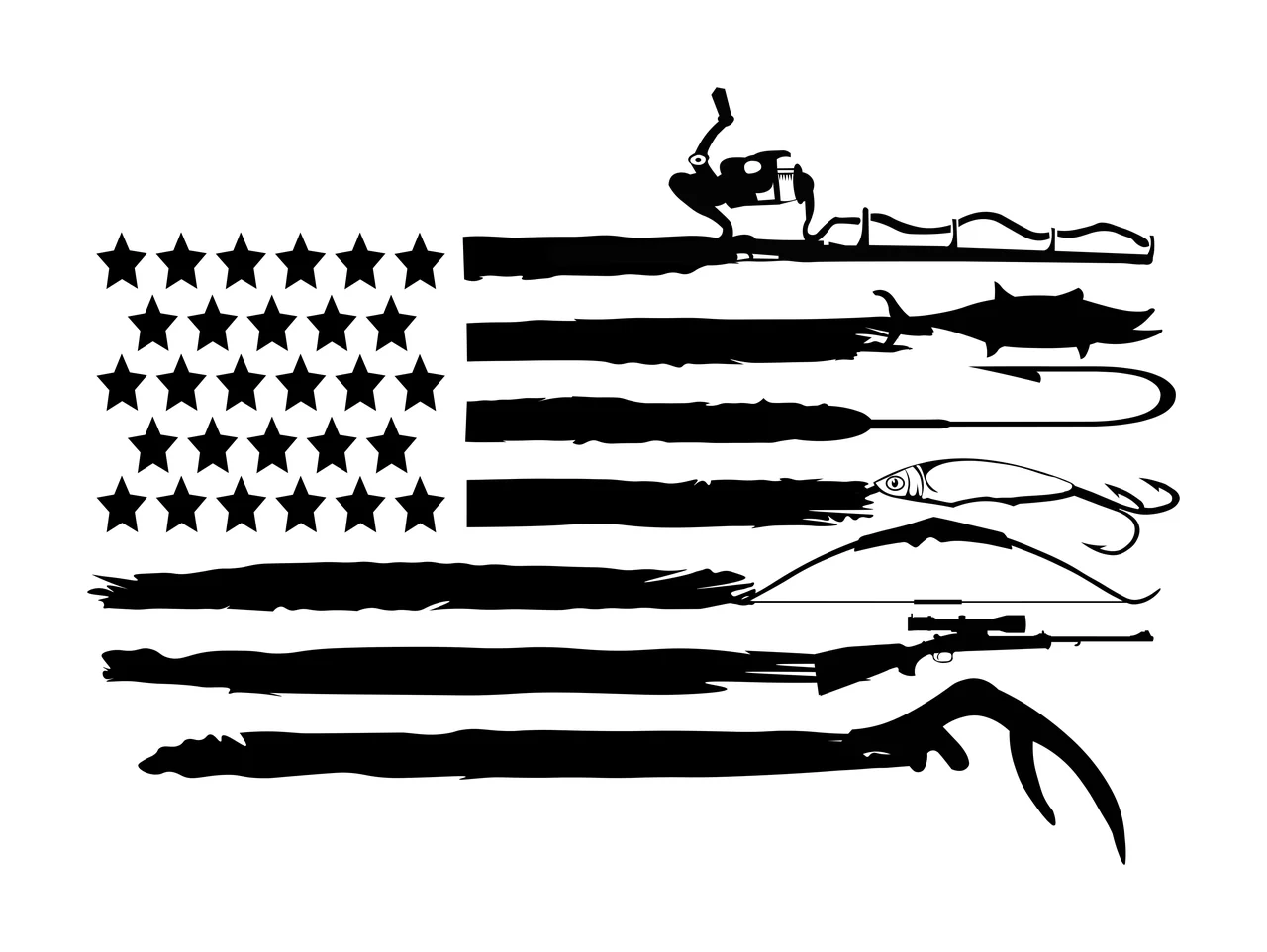 Fishing Hunting And Gear Flag Collage outdoor forming rod fish