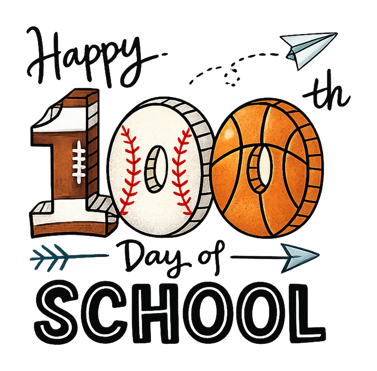 Happy 100 Days Of School Sport School 100 Days Of Sc Digital
