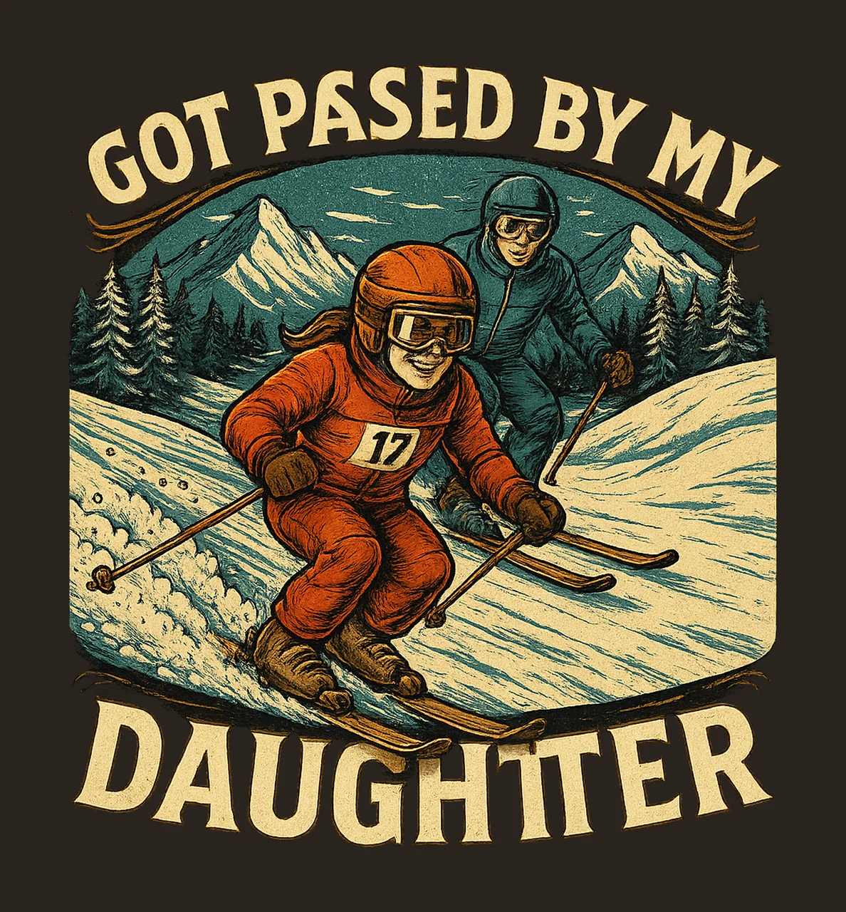 Got Passed by My Daughter Skiing Funny Dad Ski Artwork contrast preview thumbnail