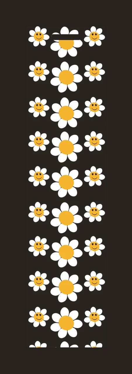 Vertical Strip Of Repeating Black Flowers white flower blossom contrast preview thumbnail