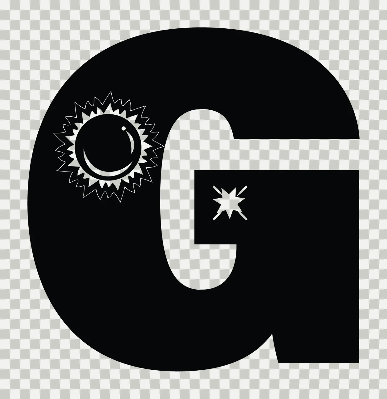 G Letter With Sun Symbol transparency and detail preview thumbnail