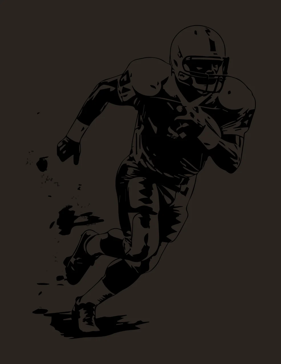 Football Player Running In White Helmet high contrast illustration contrast preview thumbnail