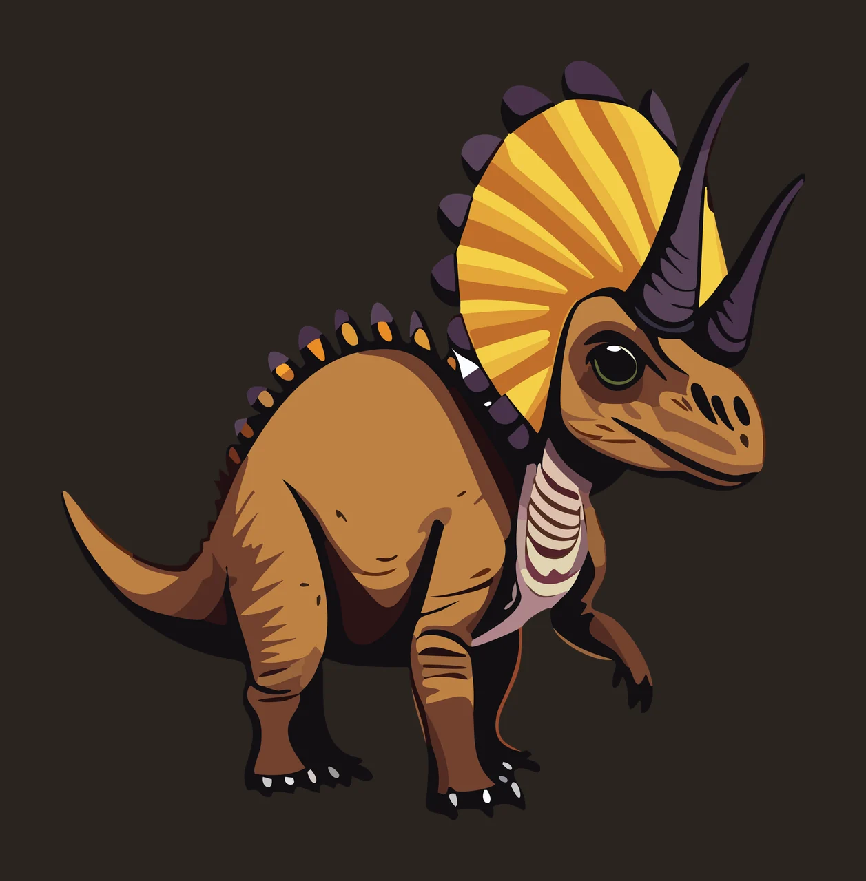 Dinosaur Triceratops Skeleton Silhouette With Frill standing contrast preview thumbnail