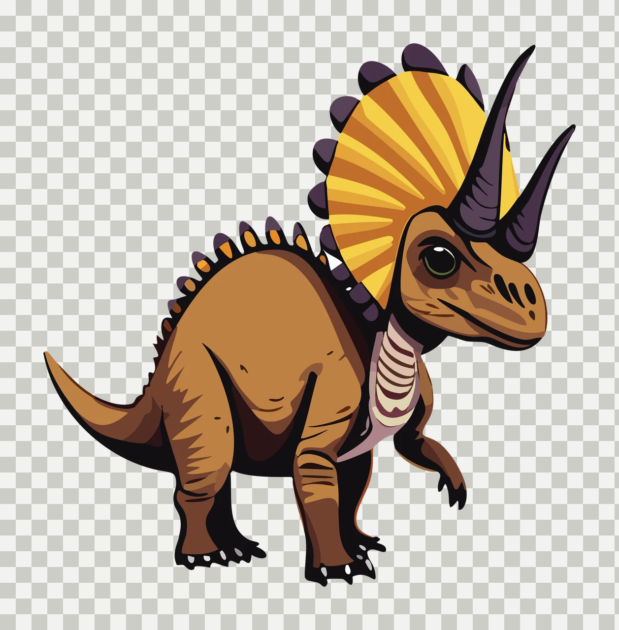 Dinosaur Triceratops Skeleton Silhouette With Frill standing transparency and detail preview thumbnail