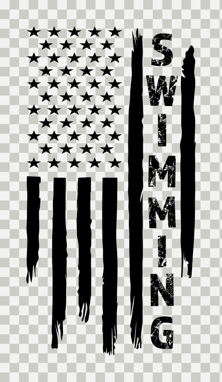 Swimming Flag Vertical Graphic With The Word Written stars transparency and detail preview thumbnail