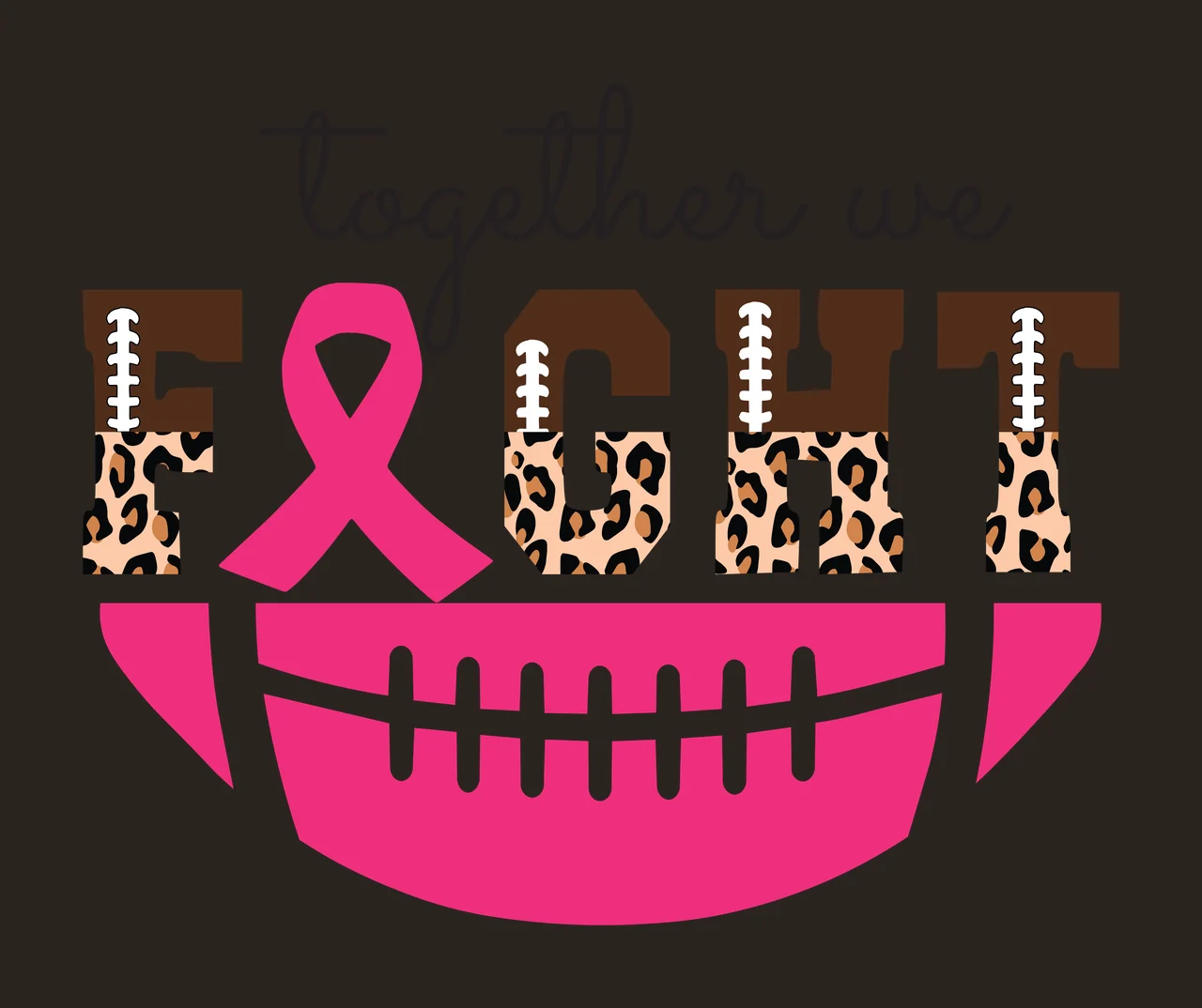 Football Together We Fight Ribbon Graphic typography black contrast preview thumbnail