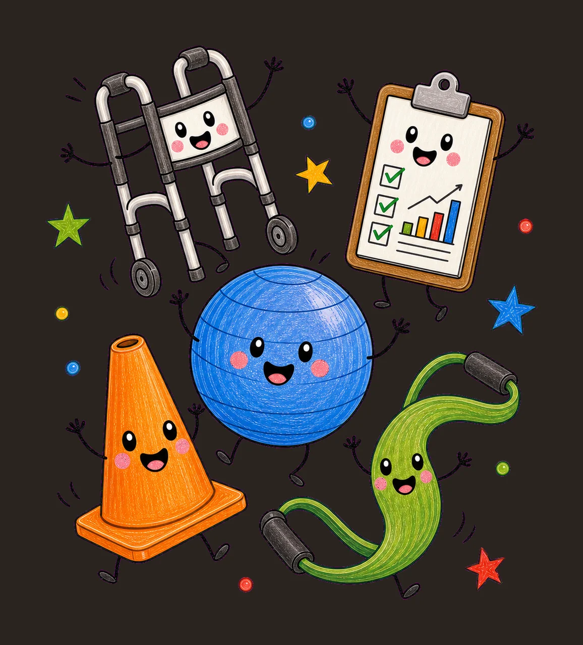 Physical Therapist Doodle Characters Pediatric Variation F contrast preview thumbnail
