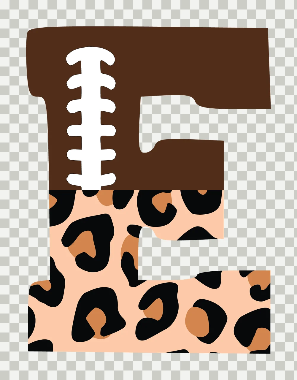 Football Font Half Leopard Character 29 american gridiron touchdown transparency and detail preview thumbnail