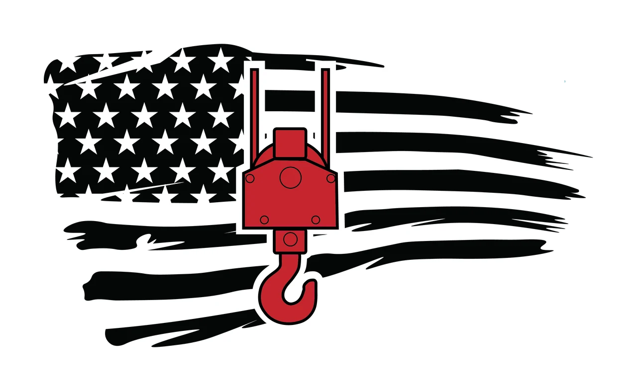 Crane Flag Hook On American Silhouette stars stripes distressed