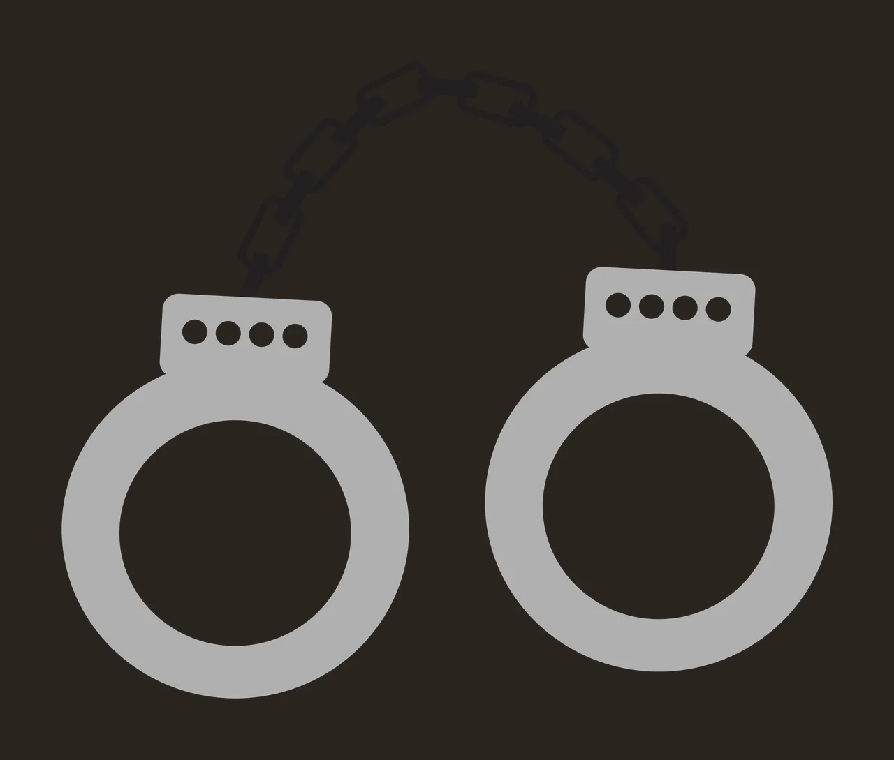 Handcuffs With Metal Chain Links In Black rings white security contrast preview thumbnail