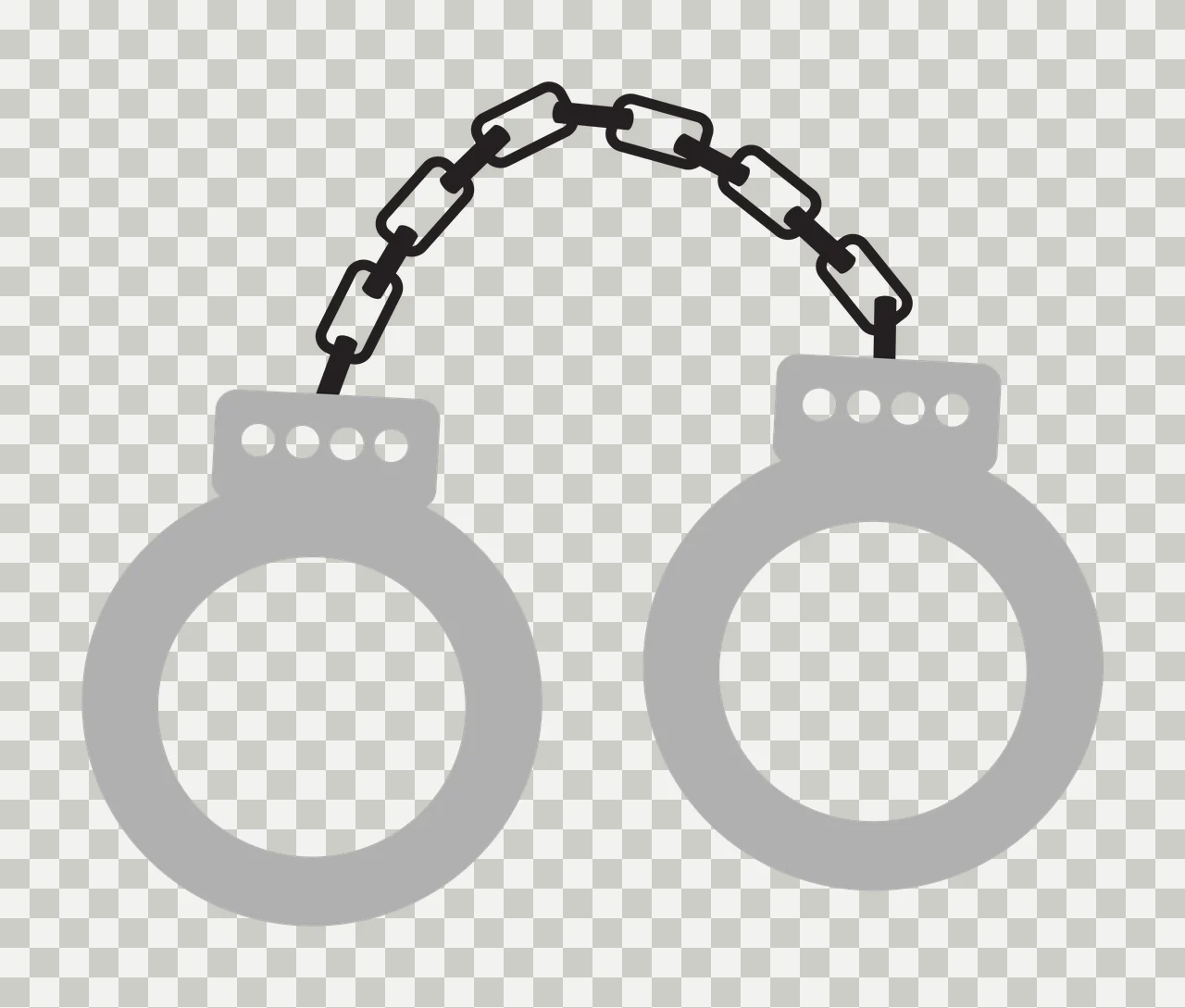 Handcuffs With Metal Chain Links In Black rings white security transparency and detail preview thumbnail