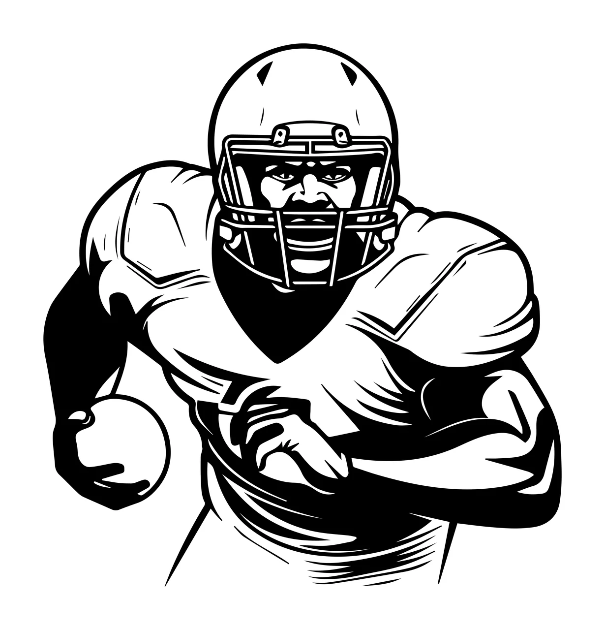 Football Player With Helmet Holding Ball athlete running jersey