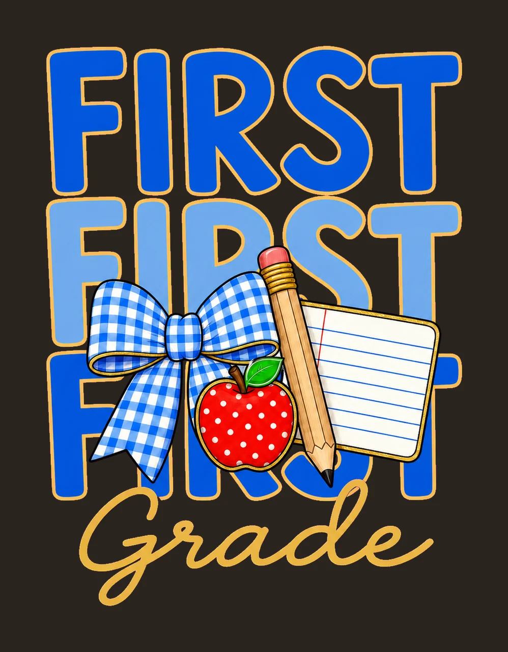 Preppy Teacher Blue Gingham Grade Series Variation C contrast preview thumbnail