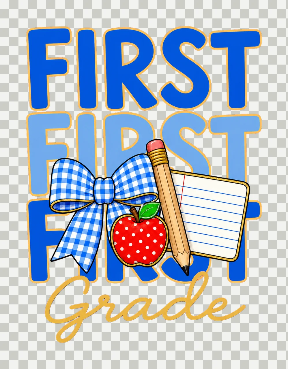 Preppy Teacher Blue Gingham Grade Series Variation C transparency and detail preview thumbnail