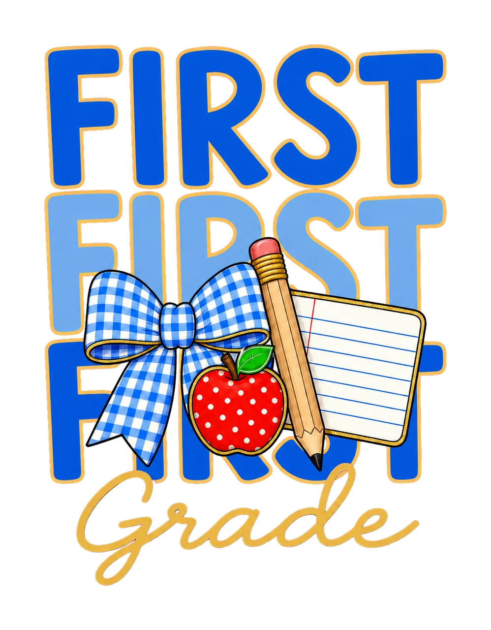 Preppy Teacher Blue Gingham Grade Series Variation C